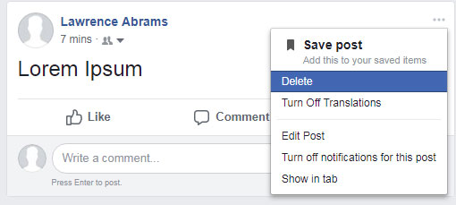 Manually Deleting a Facebook Post