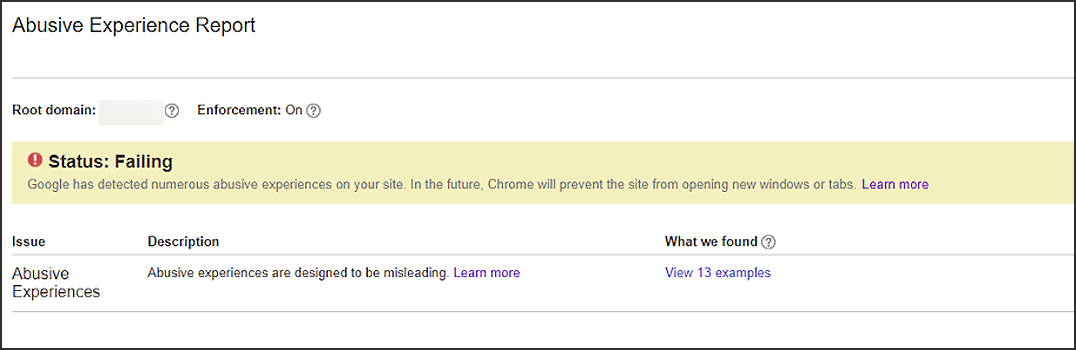 Google Abusive Experience Report