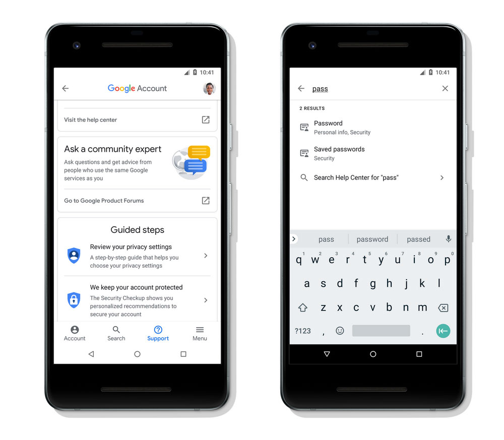 Search comes to Google Account
