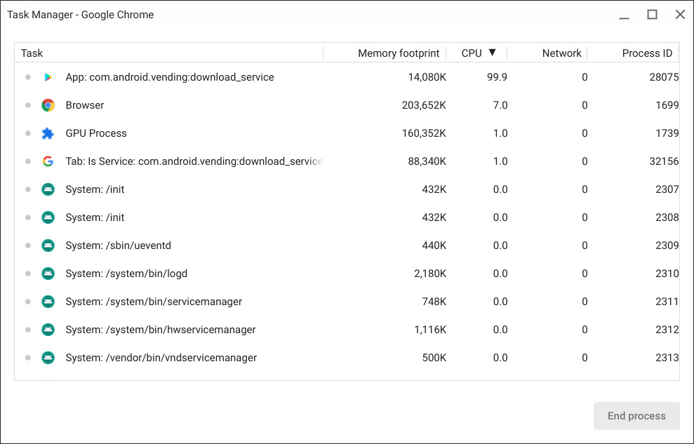 com.android.vending:download_service utilizing 99.99% of the cpu