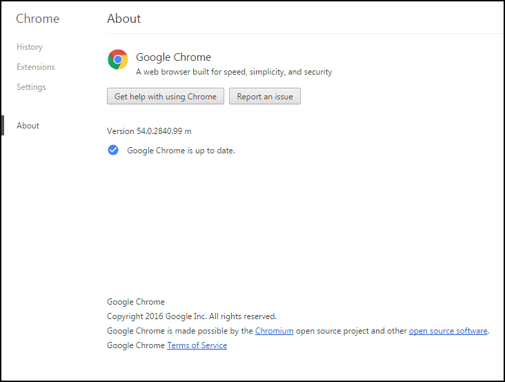 Google Chrome 54.0.2840.99