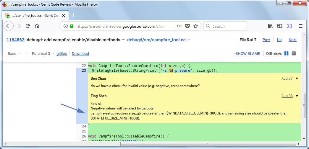 Campfire Commit showing OS sizes