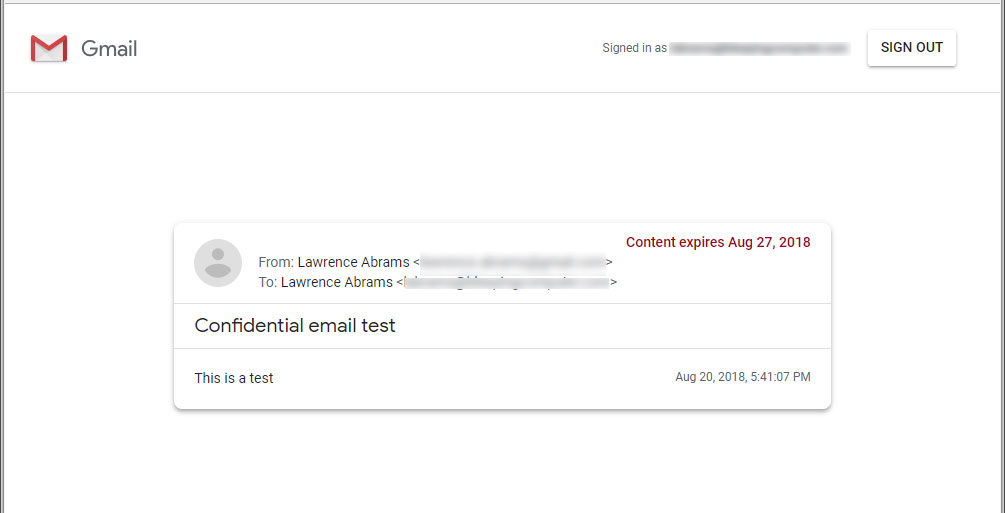 Confidential Email on Google's Servers
