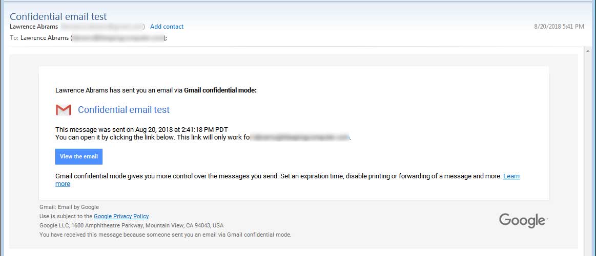 how to make gmail email confidential