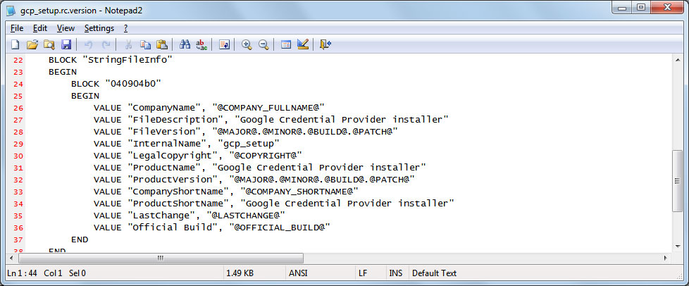 Setup File Information