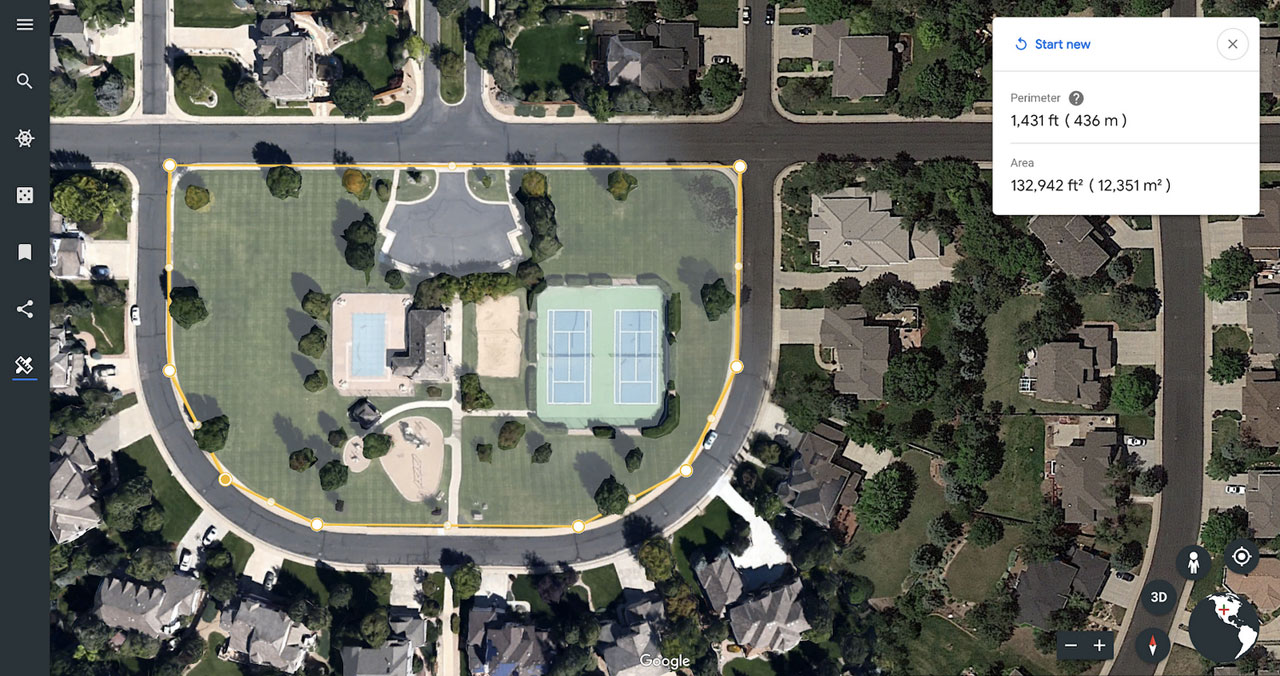 Using Measure Tool to Measure the Area of a Location
