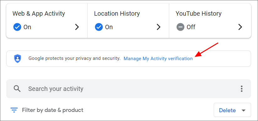 Manage My Activity verification link