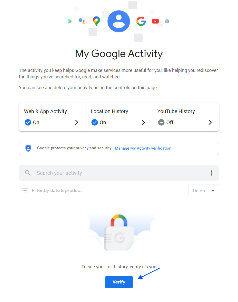 My Activity verify button
