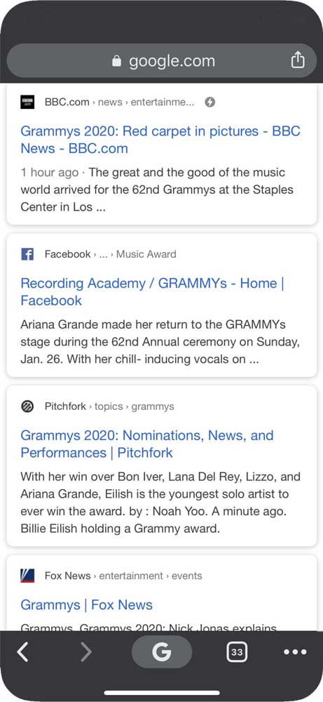 Favicons on mobile search