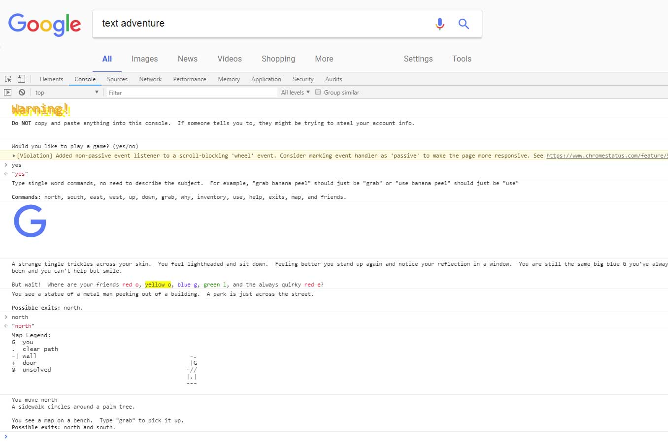 Would you like to play a game? Google Hides Text Adventure in Dev Tools