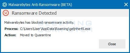 Ransomware Detection Alert