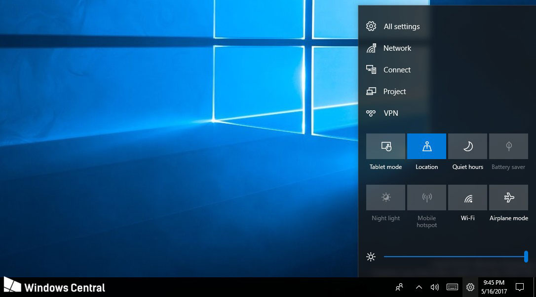 Windows 10 Control Center