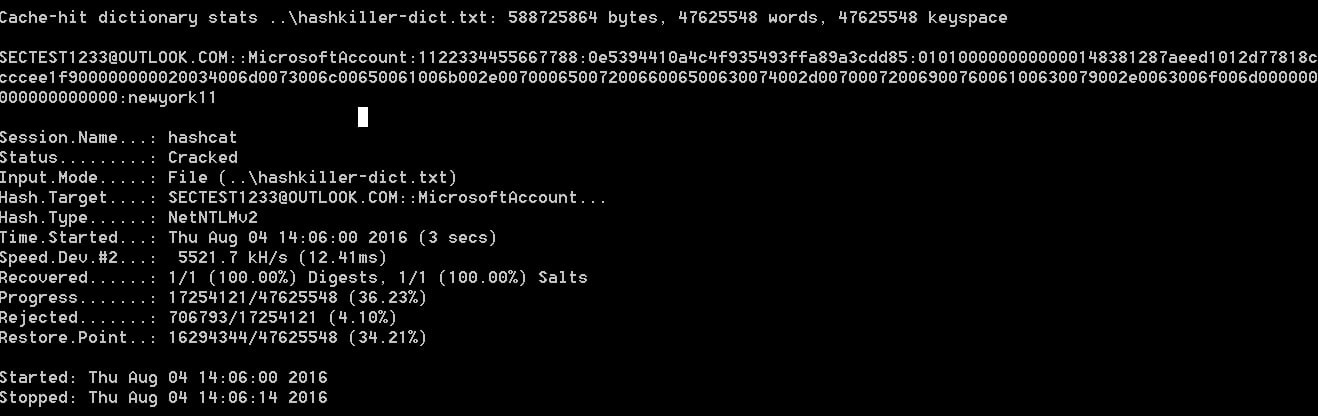 Cracking NTLM password hash em quatro segundos