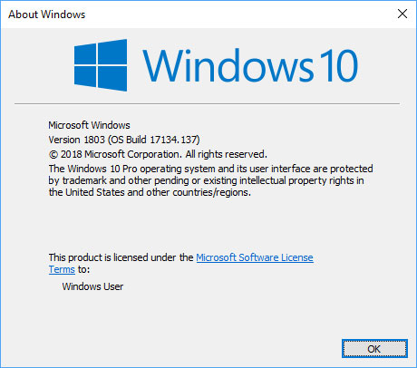 error update windows 10 1803