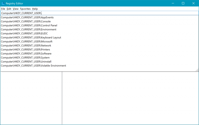 Registry Editor Autocomplete