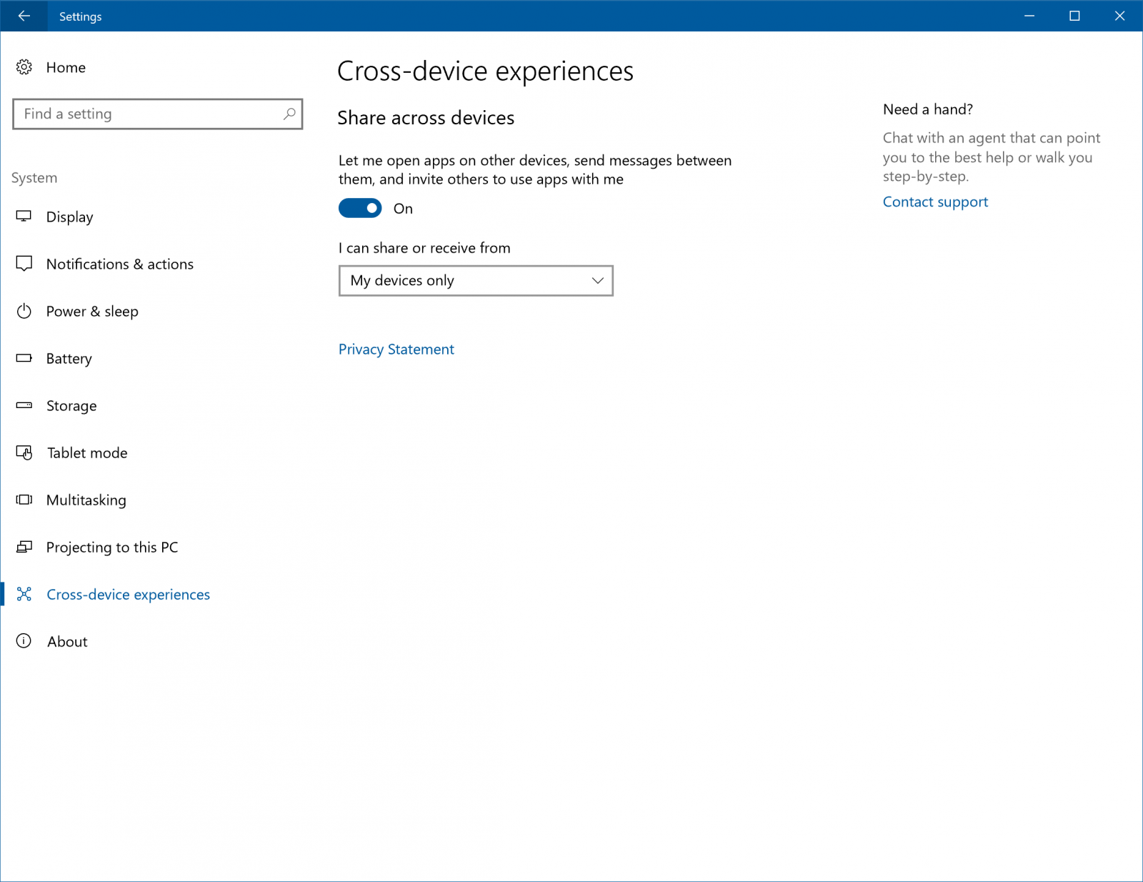 Experience setting. Home settings.