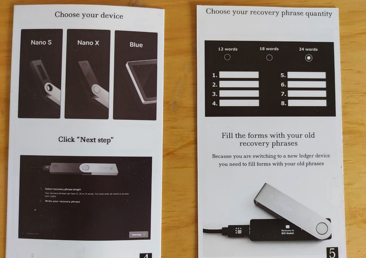 Fake Ledger instructions explaining how to transfer wallet to new device