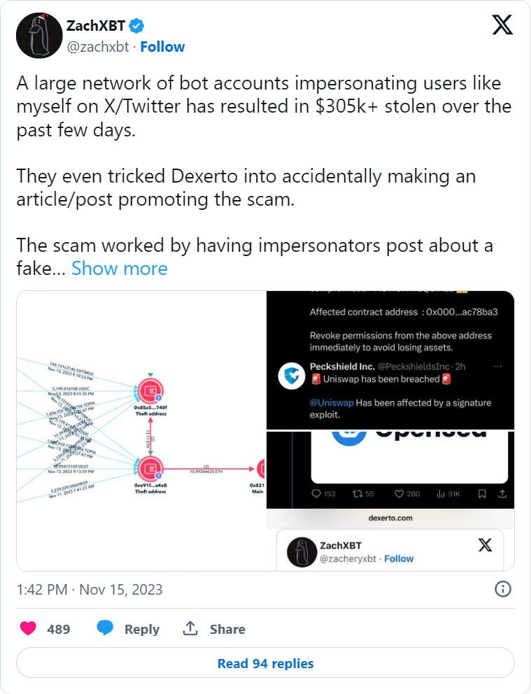 ZachXBT tweet