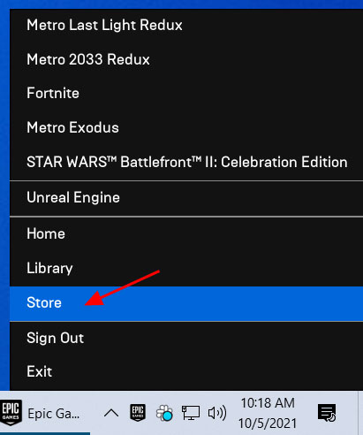 Epic Games Launcher status bar icon