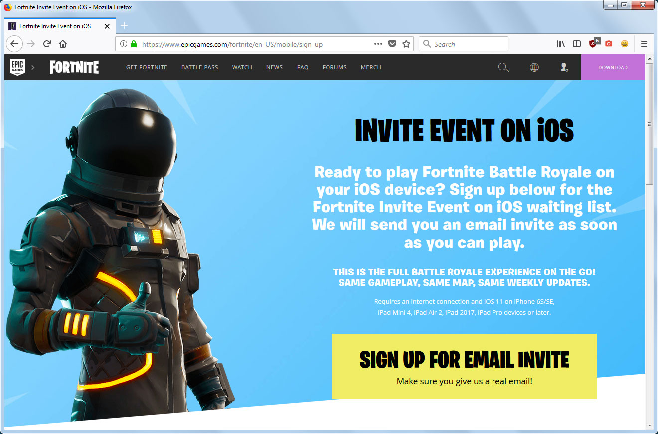 Fortnite iOS Mobile Invite Event Signup Page Now Live ... - 1320 x 871 jpeg 214kB