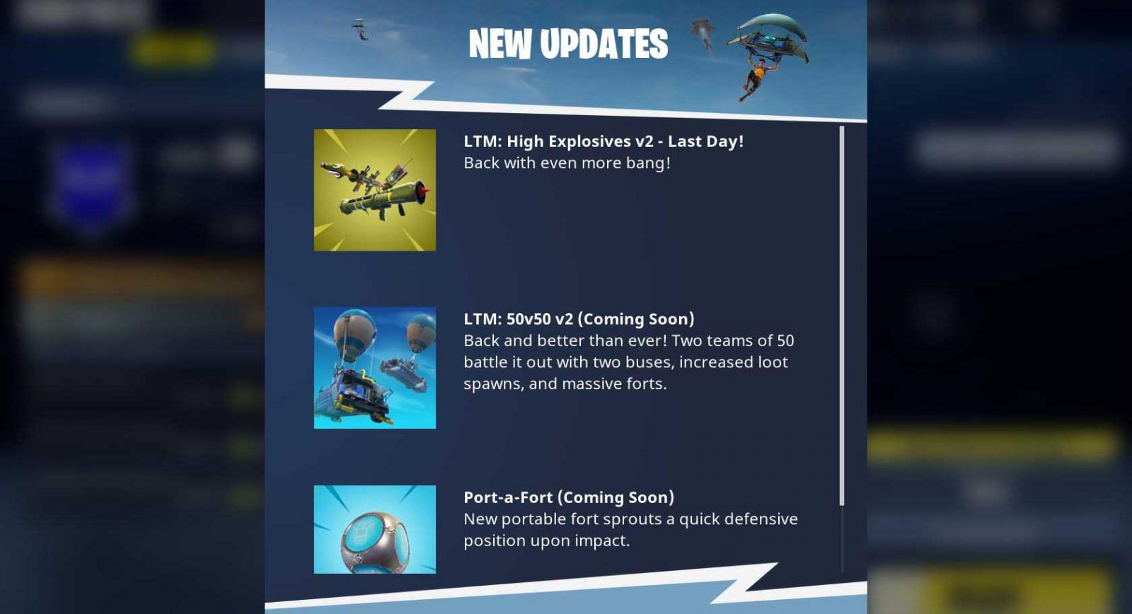 fortnite 3 5 update port a fort new replay system weapons nerfed and more - fortnite 50v50 removed