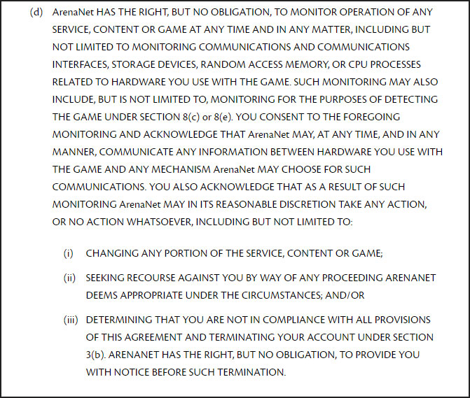Guild Wars 2 User Agreement
