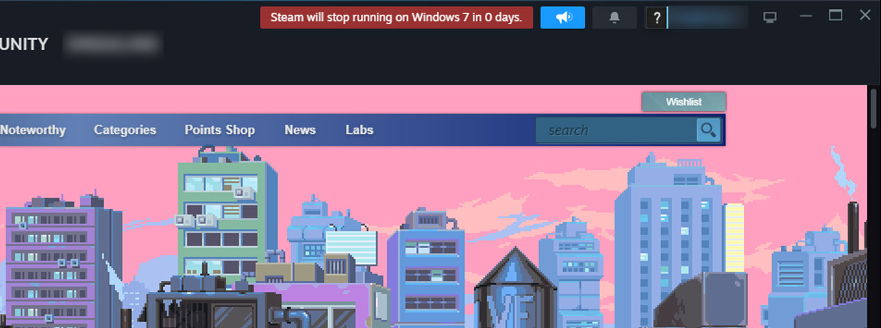 Steam end of support message on Windows 7