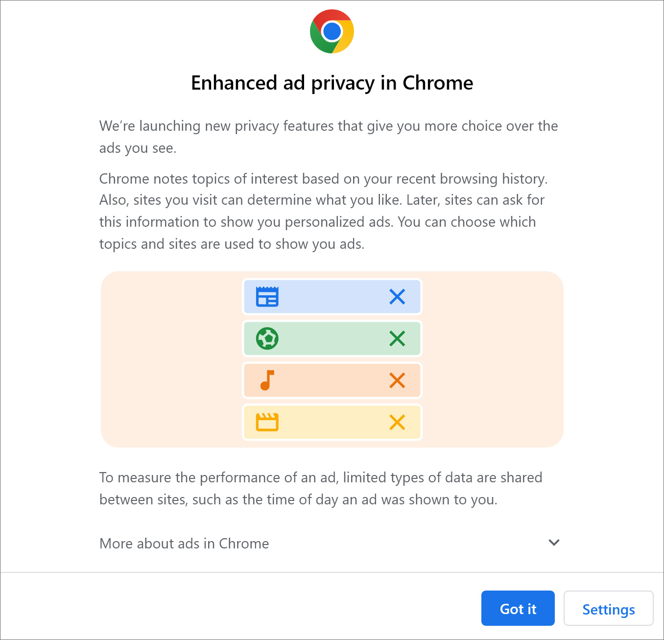 Google Chrome ユーザーに表示される新しいプライバシー サンドボックス アラート