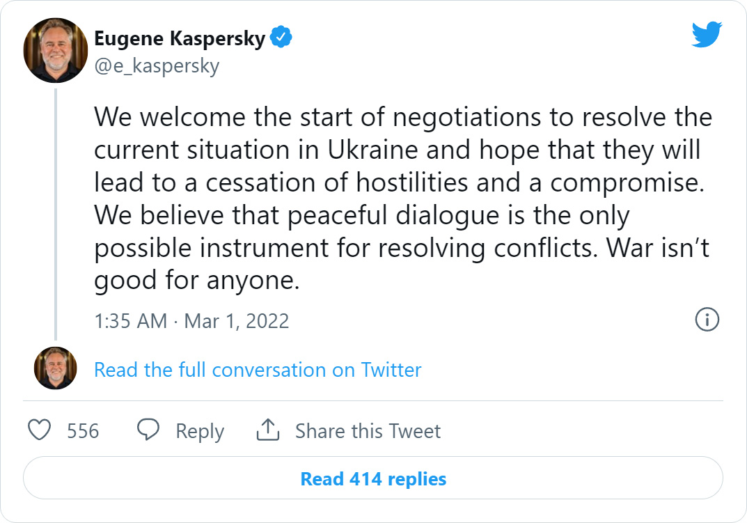 Tweet from Eugene Kaspersky