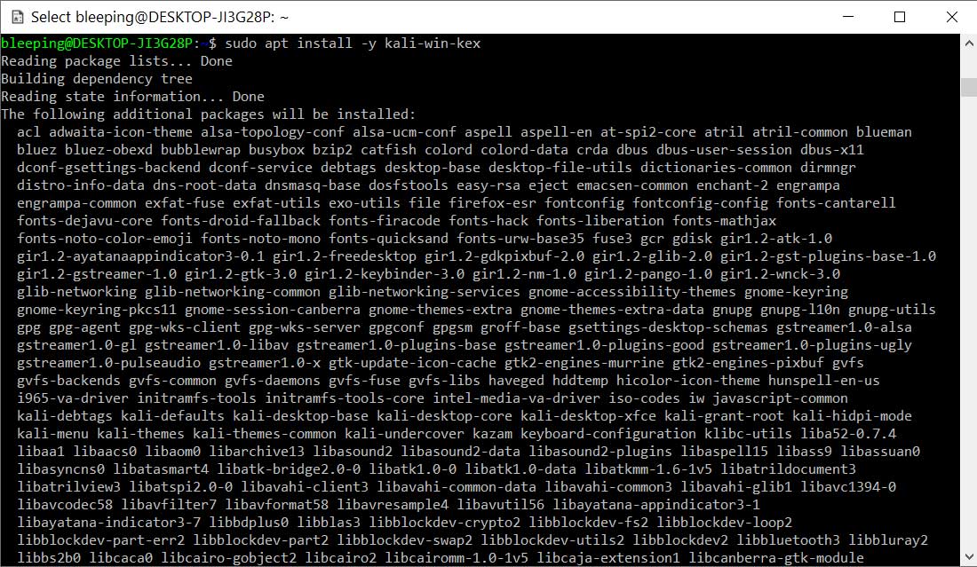Kali Linux gets a GUI desktop in Windows Subsystem for Linux