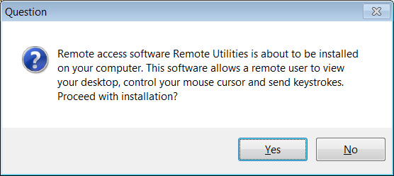 Asking permission to install the RAT