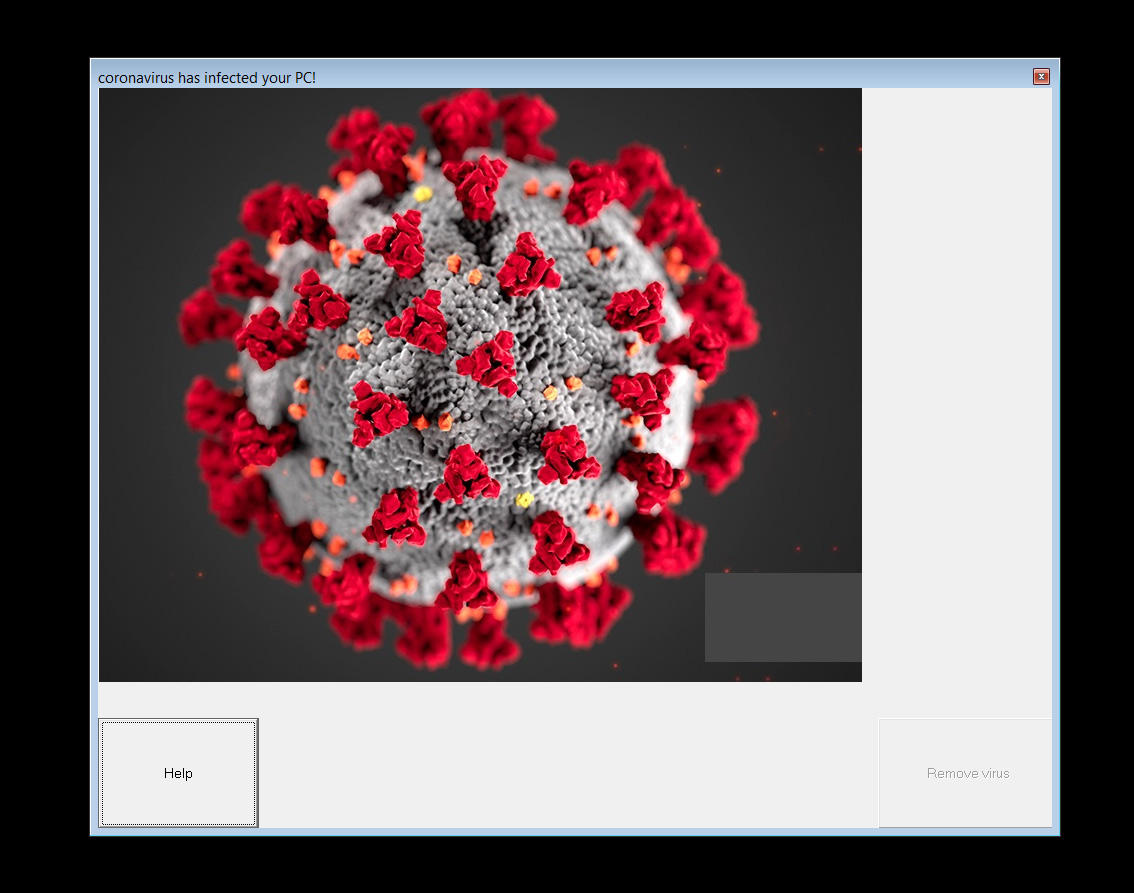 The Coronavirus image shown after the first reboot