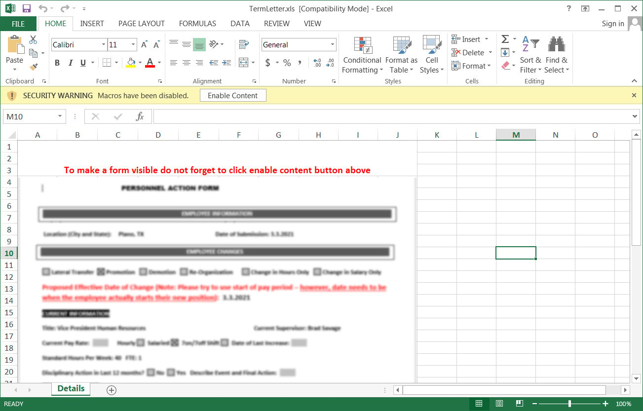 Malicious Excel attachment