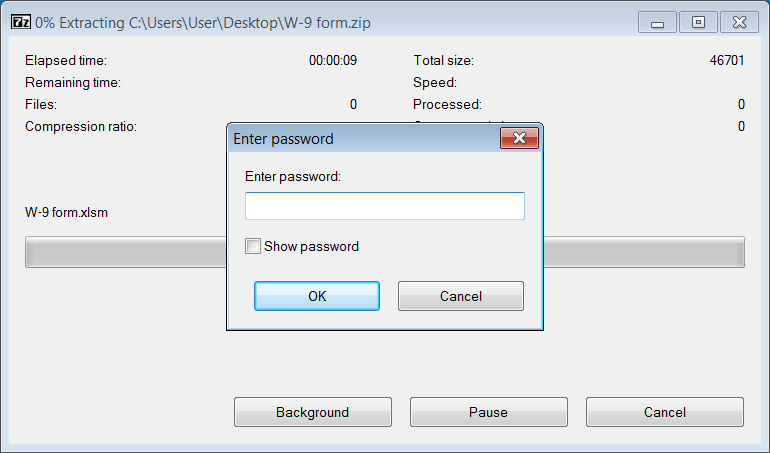 Password-protected zip attachment
