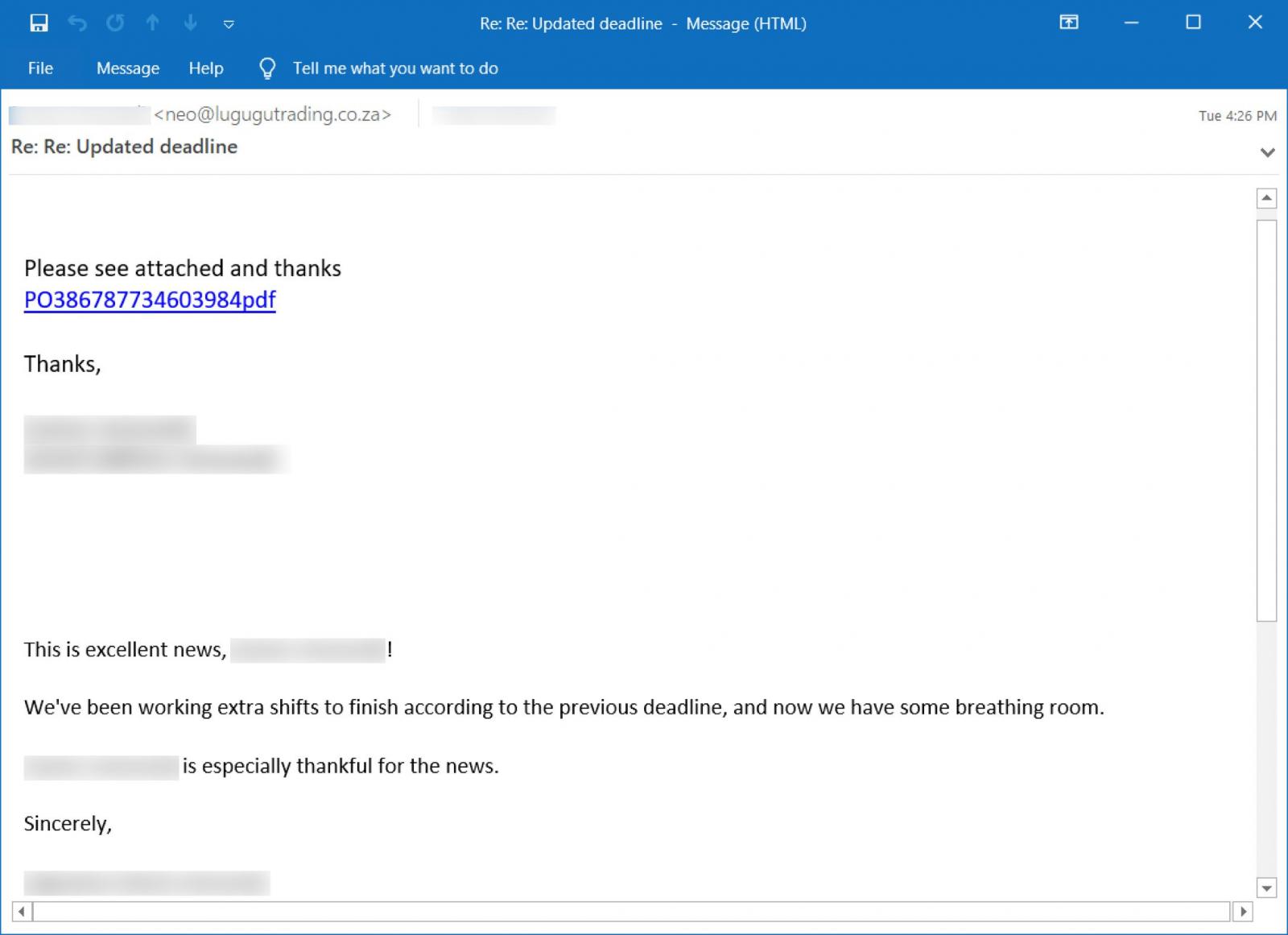 Emotet phishing email