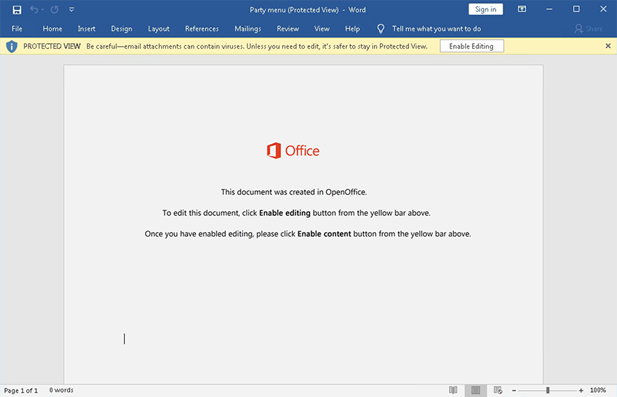 Malicious Word Document