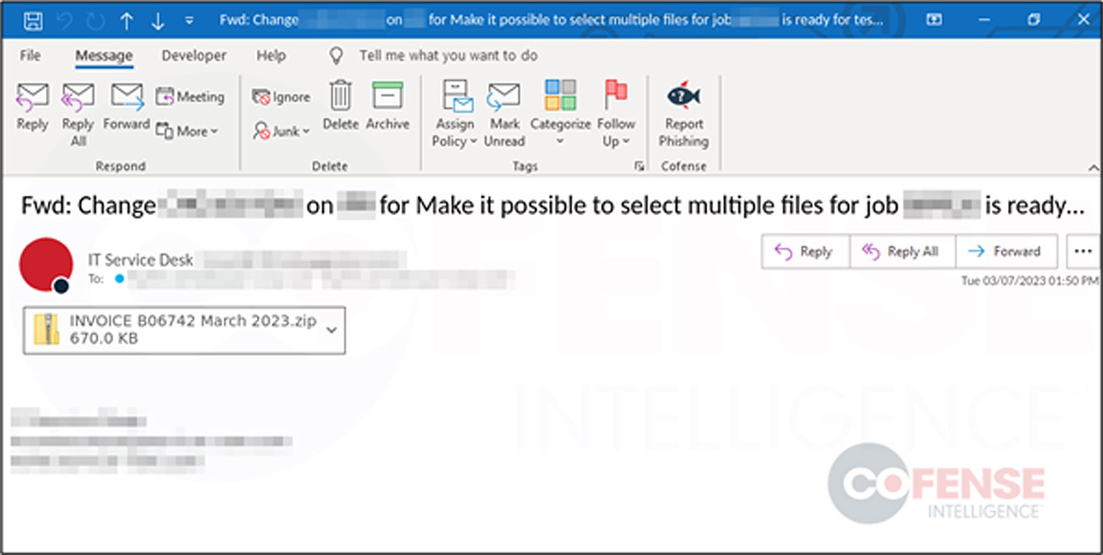 Emotet phishing email