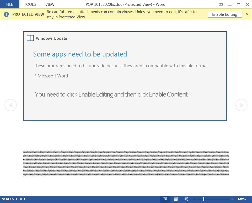 Nuevo archivo adjunto Emotet 'Windows Update'