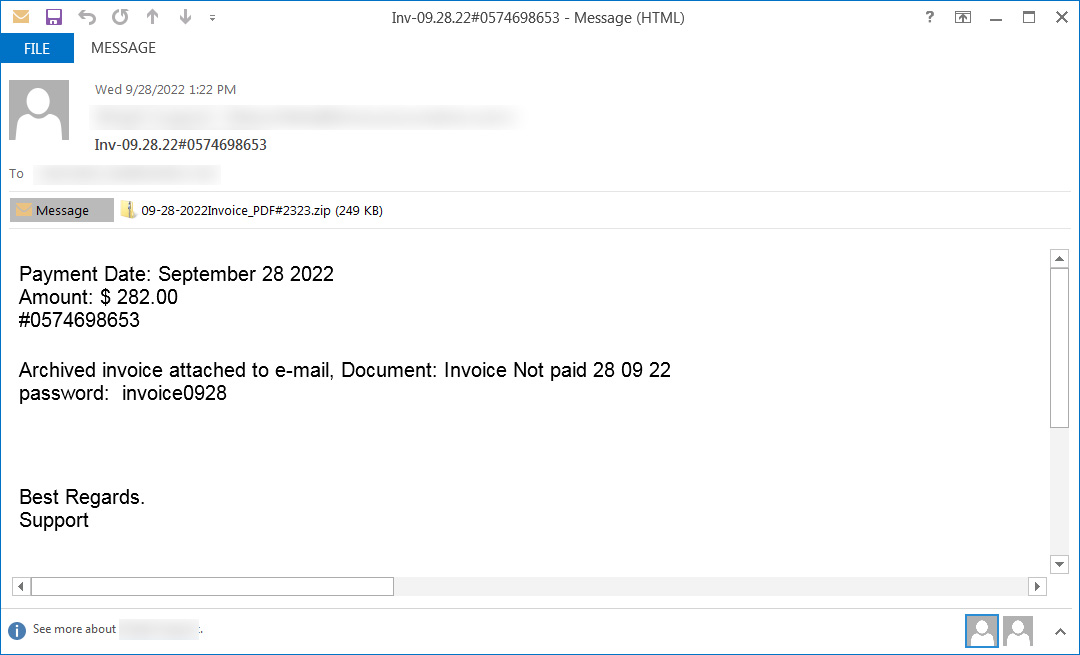 Example IcedID phishing email