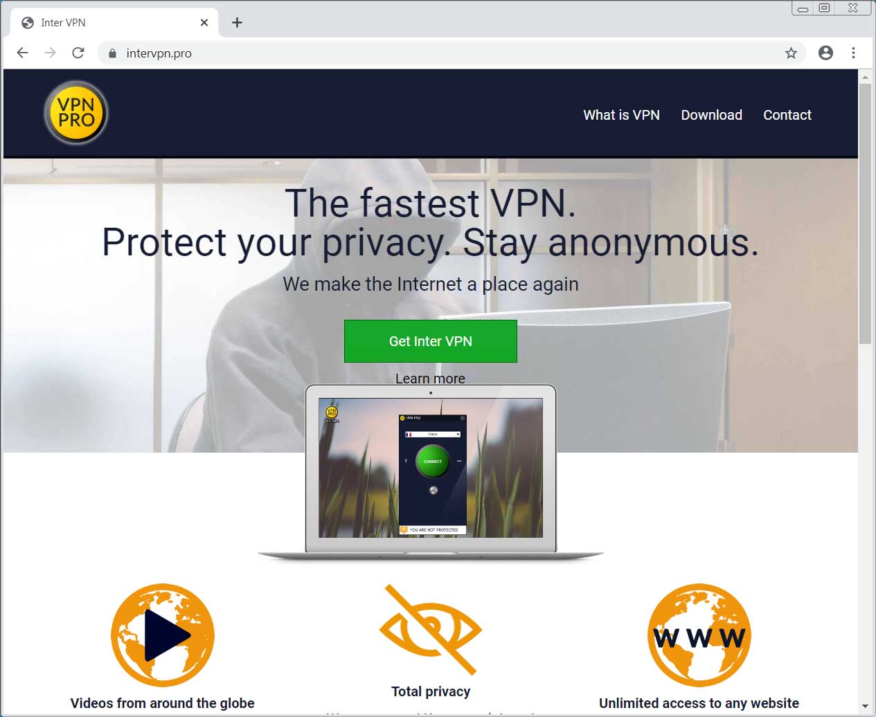 Sahte Inter VPN Web Sitesi