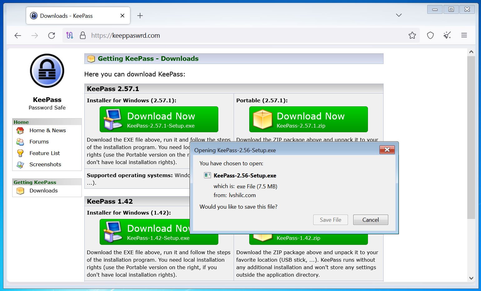 Sahte Keepass Sitesi Truva Azaltılmış Yükleyiciyi İtme