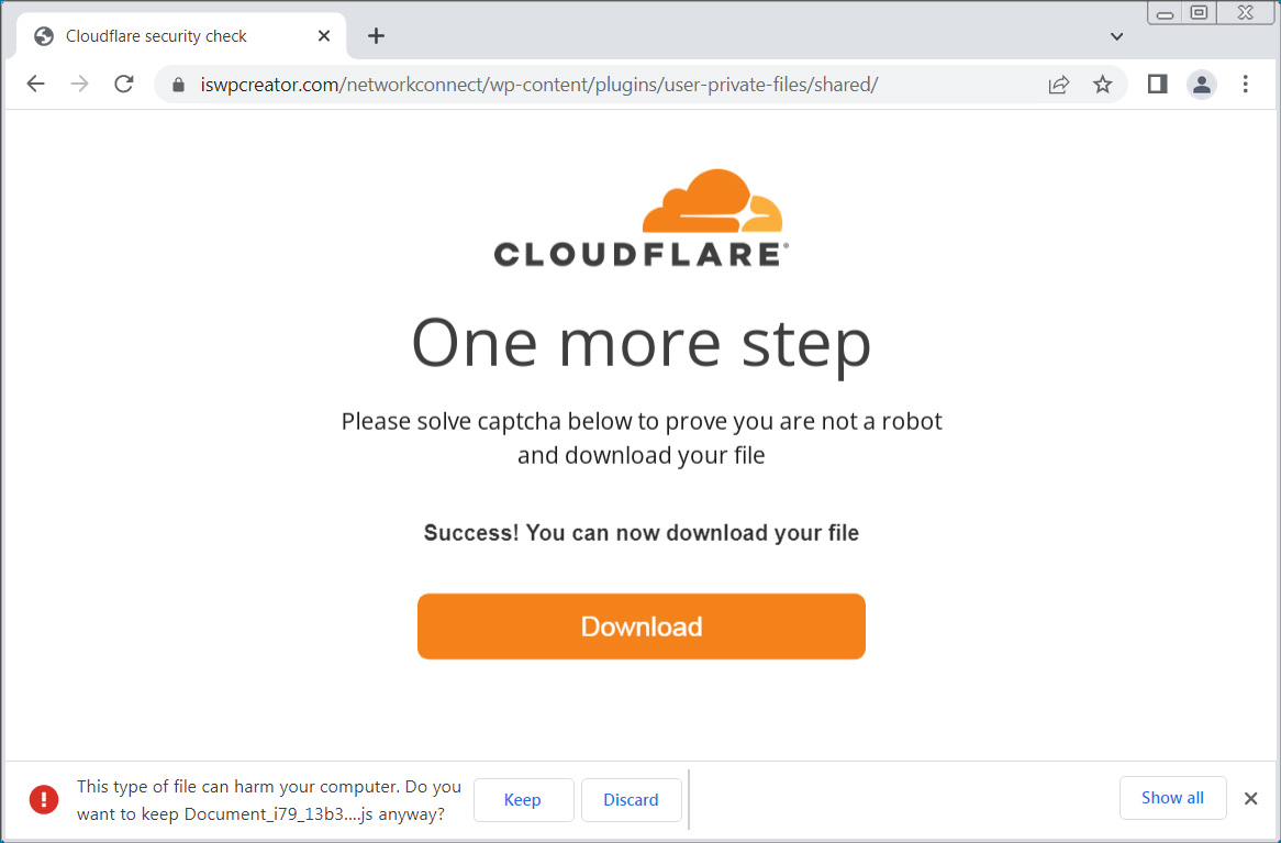 Solving a fake Cloudflare captcha to download payload