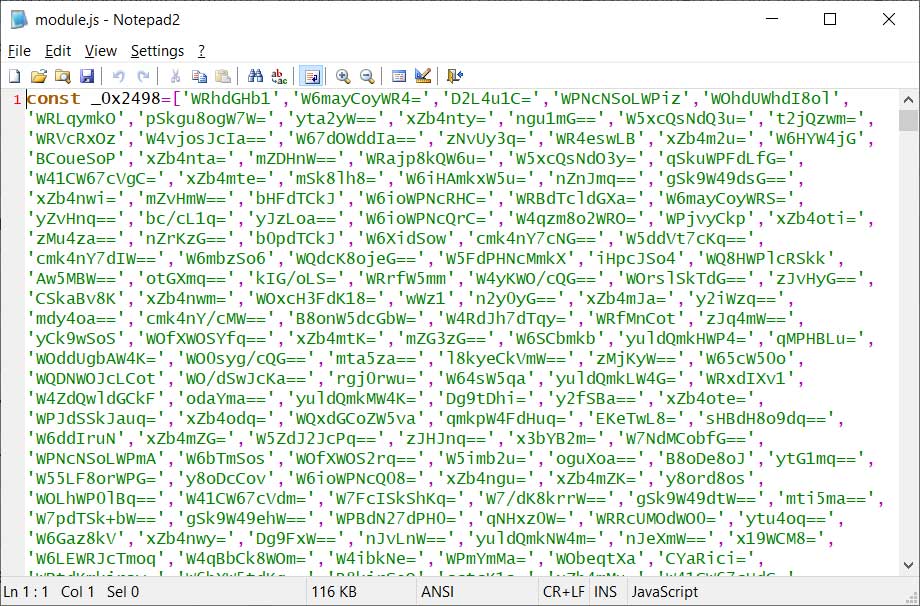 Obfuscated JavaScript file