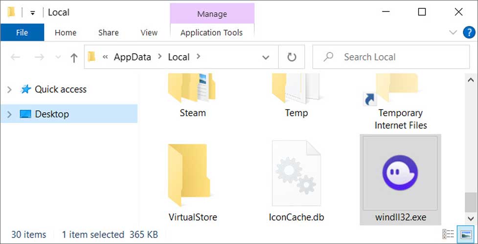 Windows'ta yüklü windll32.exe kötü amaçlı yazılım