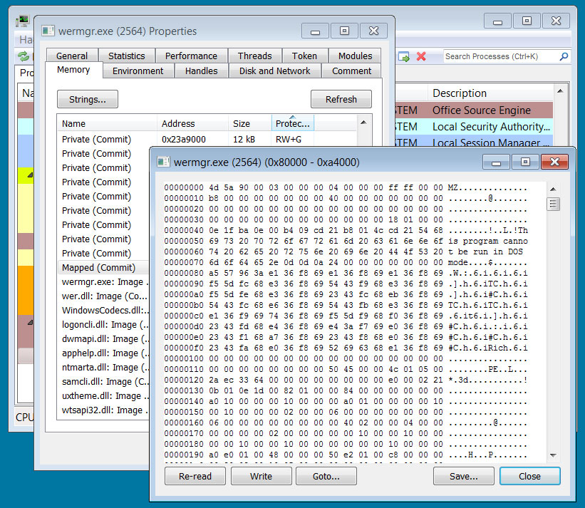 QBot malware injected into the memory of the Wermgr.exe process