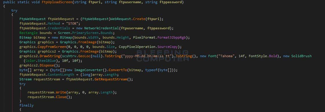 Uploading a screenshot via FTP