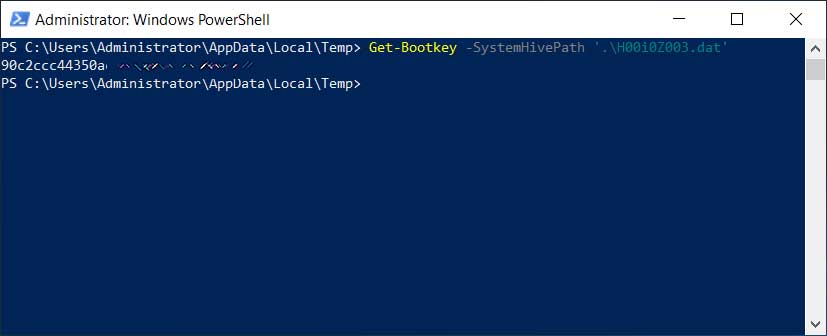 Extracting BootKey from SYSTEM hive
